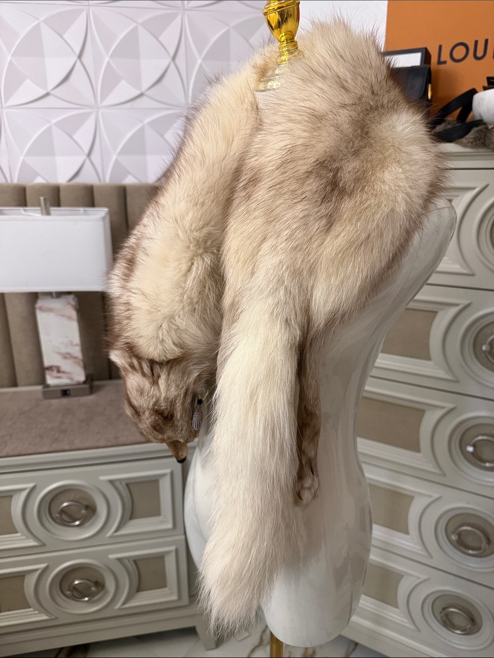 Blue fox fur stole